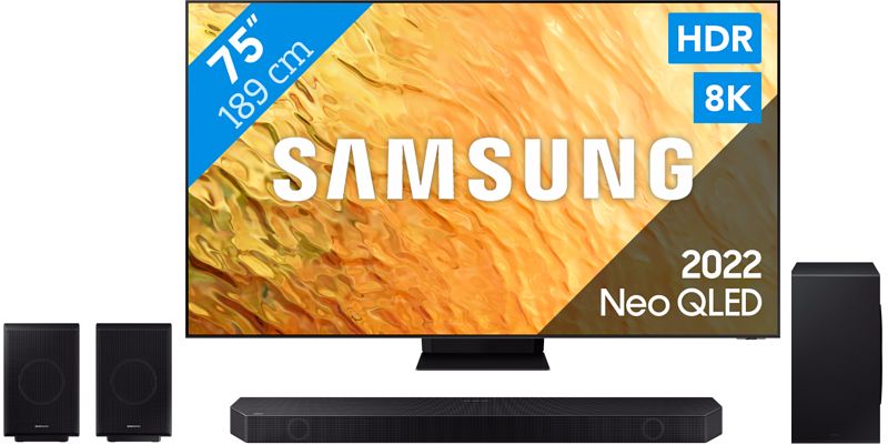 Foto van Samsung neo qled 8k 75qn800b (2022) + soundbar