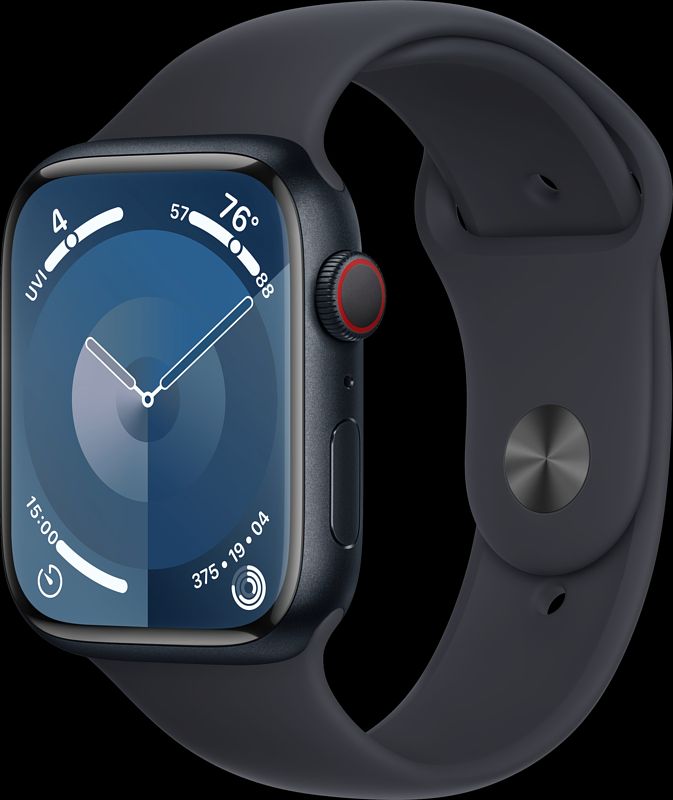 Foto van Apple watch series 9 4g 45mm midnight aluminium sportband s/m