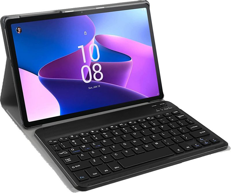 Foto van Just in case premium lenovo tab m10 (3e generatie) toetsenbord hoes qwerty zwart