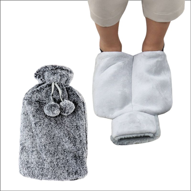 Foto van Marbeaux voetenwarmer - met warmwaterkruik - kruik - 2l - faux - fur