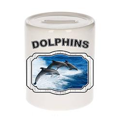 Foto van Dieren dolfijn groep spaarpot - dolphins/ dolfijnen spaarpotten kinderen 9 cm - spaarpotten
