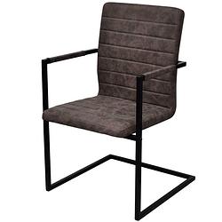 Foto van The living store eetkamerstoelen - bruin - 53 x 61 x 88.2 cm - pu-leer en staal