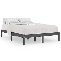 Foto van Vidaxl bedframe massief grenenhout grijs 140x190 cm