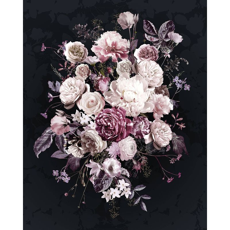 Foto van Komar bouquet noir vlies fotobehang 200x250cm 4-banen