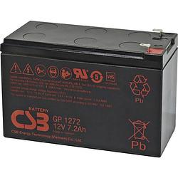 Foto van Csb battery gp 1272 standby usv loodaccu 12 v 7.2 ah loodvlies (agm) (b x h x d) 151 x 99 x 65 mm kabelschoen 4.8 mm, kabelschoen 6.35 mm onderhoudsvrij,