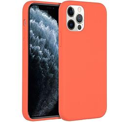 Foto van Accezz liquid silicone voor apple iphone 12 (pro) telefoonhoesje oranje