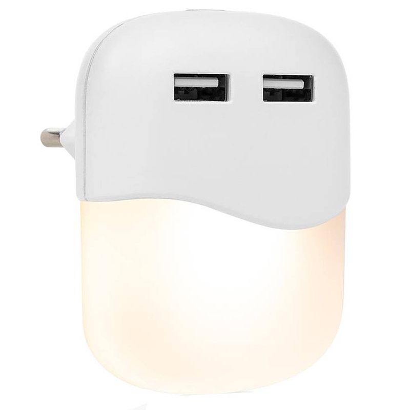 Foto van Smartwares nachtlamp led 10 lumen 2 x usb 0,3 watt wit