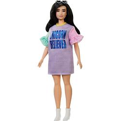Foto van Barbie fashionistas tienerpop paarse jurk meisjes 33 cm