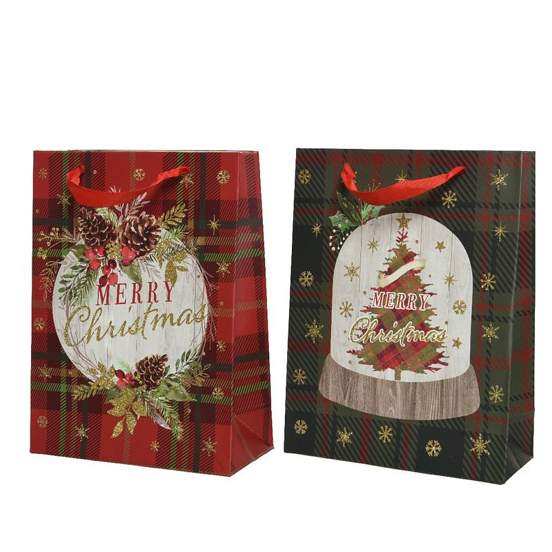 Foto van Decoris - giftbag papier l12b30h42 cm a2 ii kerst