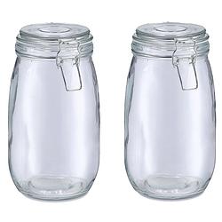 Foto van Zeller weckpot/inmaakpot alfie - 2x - 1.4l - glas - beugelsluiting - d11 x h22 cm - weckpotten