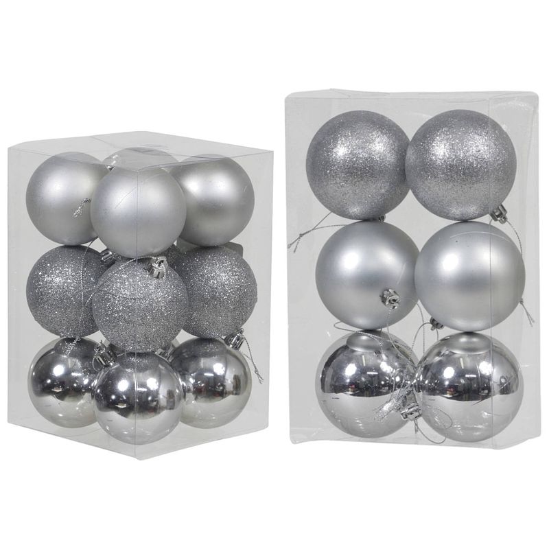 Foto van Kerstversiering set kerstballen zilver 6 - 8 cm - pakket van 36x stuks - kerstbal