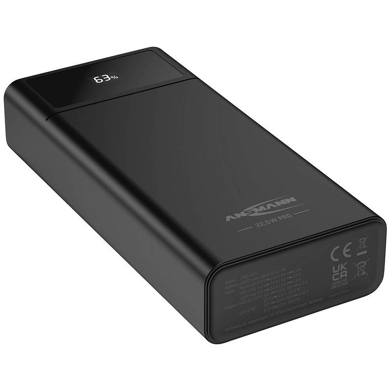 Foto van Ansmann pb322pd powerbank 24000 mah lipo usb-a, usb-c® zwart