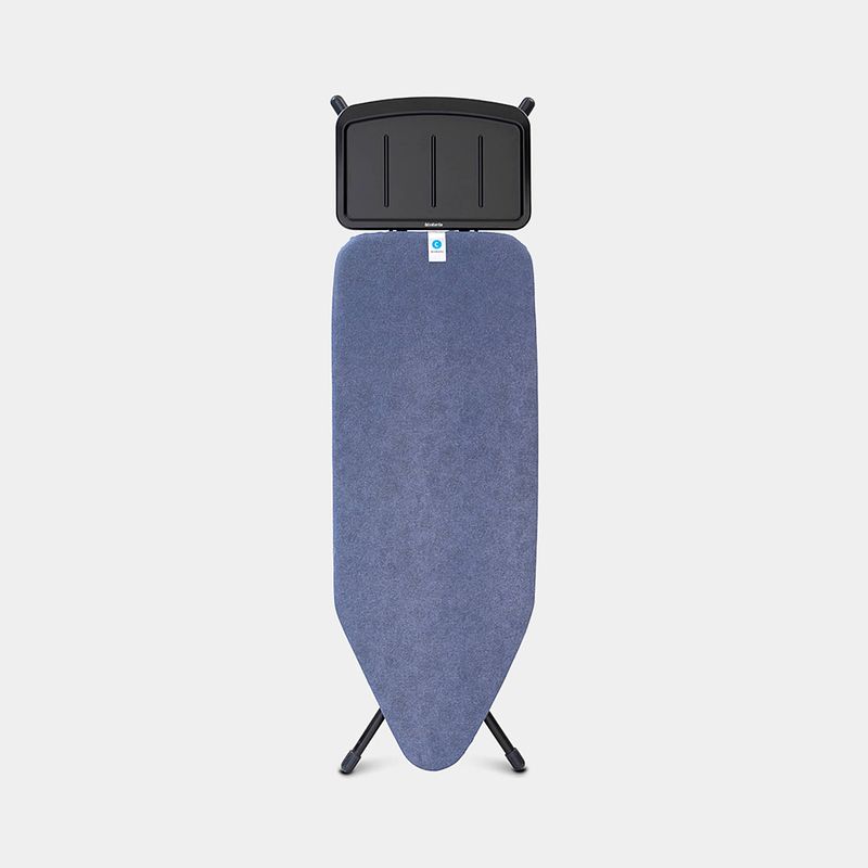 Foto van Brabantia strijkplank c, 124x45 cm denim blue met solide stoomunithouder - black