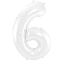 Foto van Folat folieballon cijfer 6 metallic mat 86 cm wit