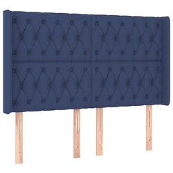 Foto van Vidaxl hoofdbord met randen 147x16x118/128 cm stof blauw