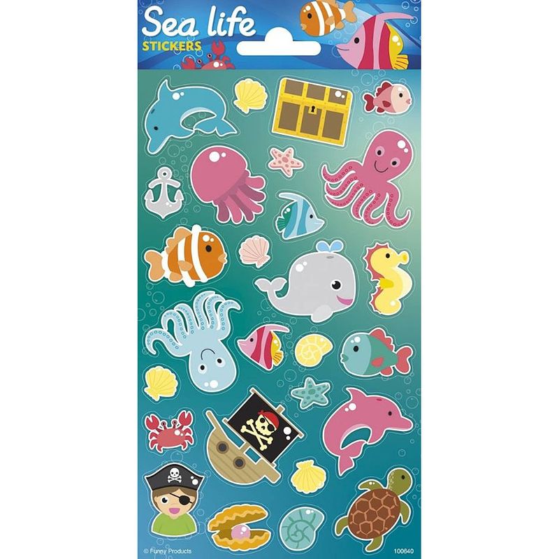 Foto van Funny products stickervel sealife junior papier 27 stuks