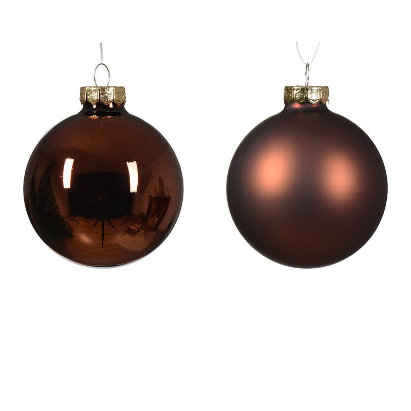 Foto van Decoris - kerstbal glas d7 cm espresso ass 8st kerst