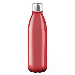 Foto van Glazen waterfles/drinkfles rood transparant met rvs dop 650 ml - drinkflessen