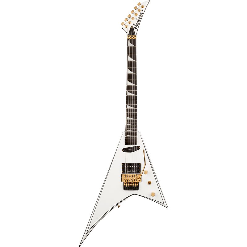 Foto van Jackson concept series rhoads rr24 hs elektrische gitaar wit met zwarte pinstripes