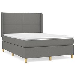 Foto van The living store boxspringbed - donkergrijs - 193x147x118/128 cm - pocketvering matras - middelharde ondersteuning -