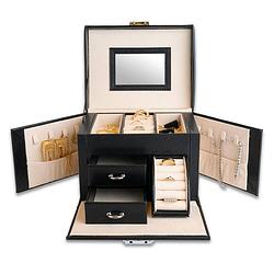 Foto van Infinity goods sieradendoos met spiegel - juwelendoos - luxe sieradenbox - kistje - vrouwen - dames - meisjes - zwart