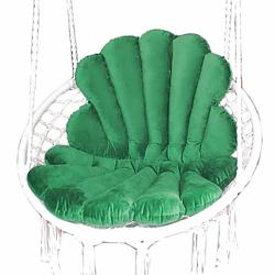 Foto van Handgemaakte hangstoelkussen schelp / shell vorm van cleanaboo® stof velvet groen