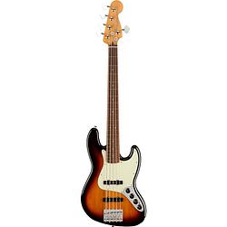 Foto van Fender player plus jazz bass v 3-tone sunburst pf 5-snarige elektrische basgitaar met gigbag