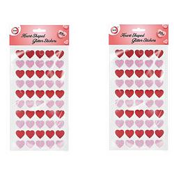 Foto van Hartjes glitter stickers voor kinderen - 100 stuks - rood/roze - feeststickers