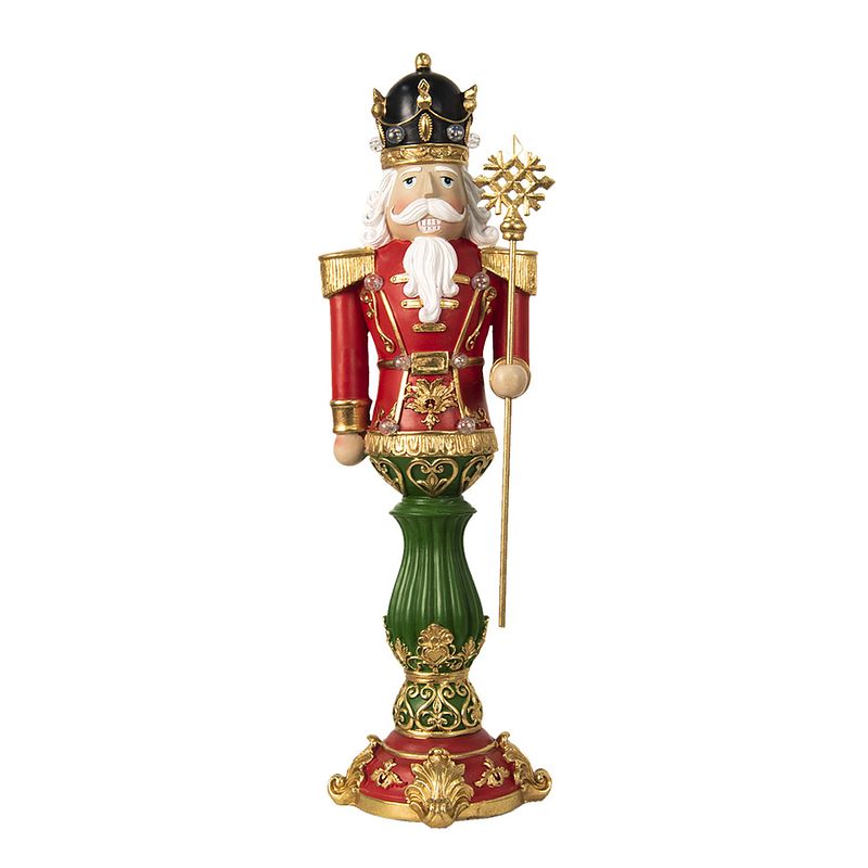 Foto van Haes deco - kerst notenkraker kleur rood, 21x20x67 cm, kerstfiguur - kerstdecoratie