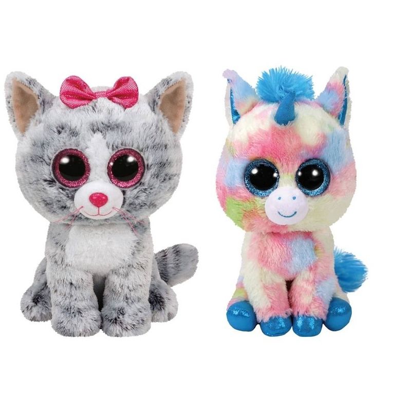 Foto van Ty - knuffel - beanie buddy - kiki cat & blitz unicorn