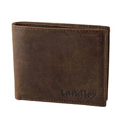 Foto van Landley heren portemonnee - compacte billfold - robuust vintage leer - donkerbruin