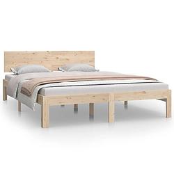 Foto van The living store houten bedframe - grenenhout - 205.5 x 143.5 x 69.5 cm - matras 140 x 200 cm - montage vereist