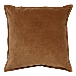 Foto van Dutch decor caith - sierkussen velvet tobacco brown 50x50 cm - bruin - bruin