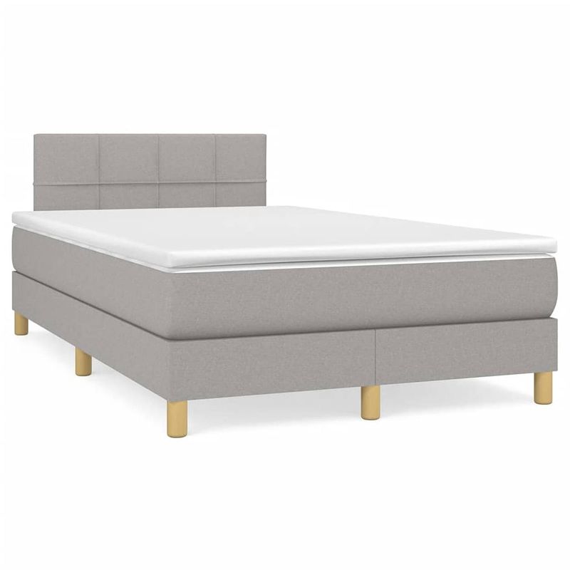 Foto van The living store boxspringbed - comfort - bed - 203 x 120 x 78/88 cm - lichtgrijs - stof (100% polyester) -