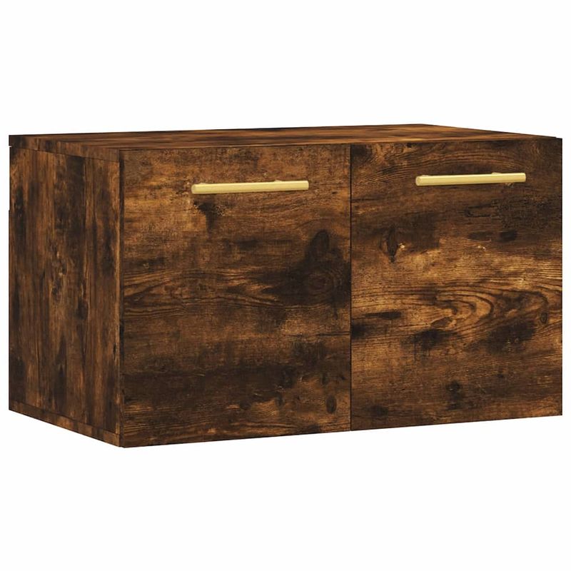 Foto van The living store zwevende wandkast - gerookt eiken - 60x36.5x35 cm - duurzaam hout