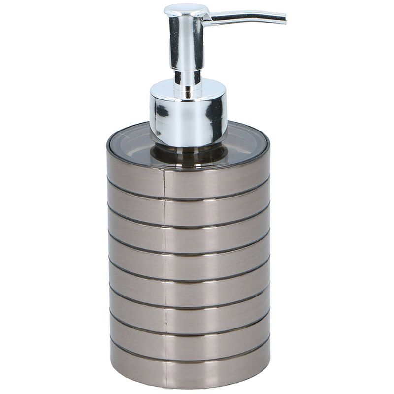 Foto van 1x zeeppompje/zeepdispenser 300 ml zilver - zeeppompjes