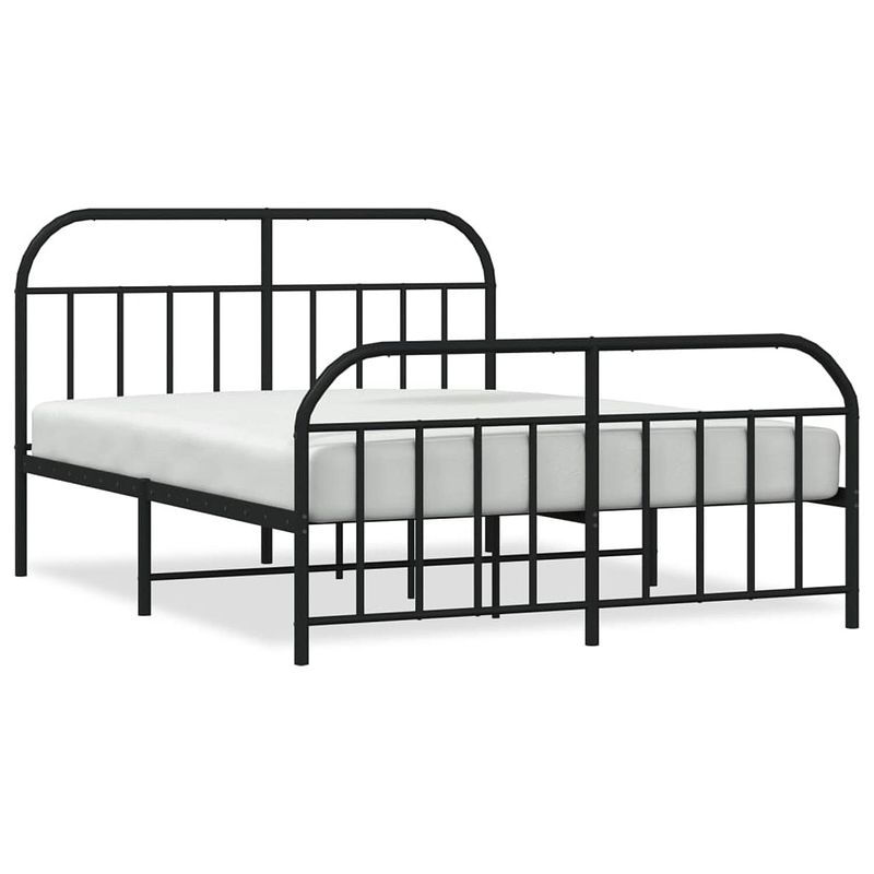 Foto van Vidaxl bedframe met hoofd- en voeteneinde metaal zwart 183x213 cm