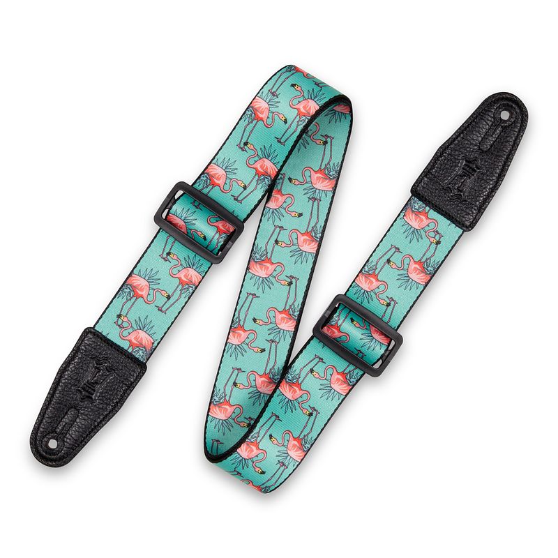 Foto van Levys leathers mpd2c-121 polyester gitaarband met print - flamingo'ss