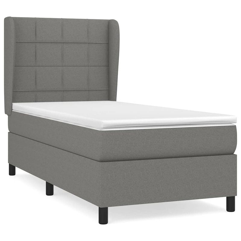 Foto van The living store boxspringbed - donkergrijs - 203x93x118/128 cm - pocketvering matras