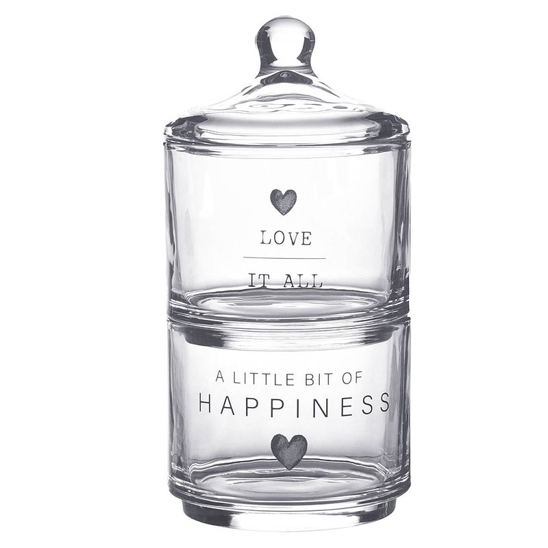 Foto van Clayre & eef voorraadpot deksel ø 10x21 cm glas rond hart love it all / a little bit of happiness voorraadbus bewaarpot