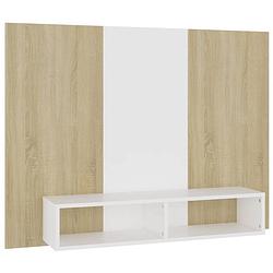 Foto van The living store tv-wandmeubel - hifi-kast - wit en sonoma eiken - 120 x 23.5 x 90 cm - montage vereist