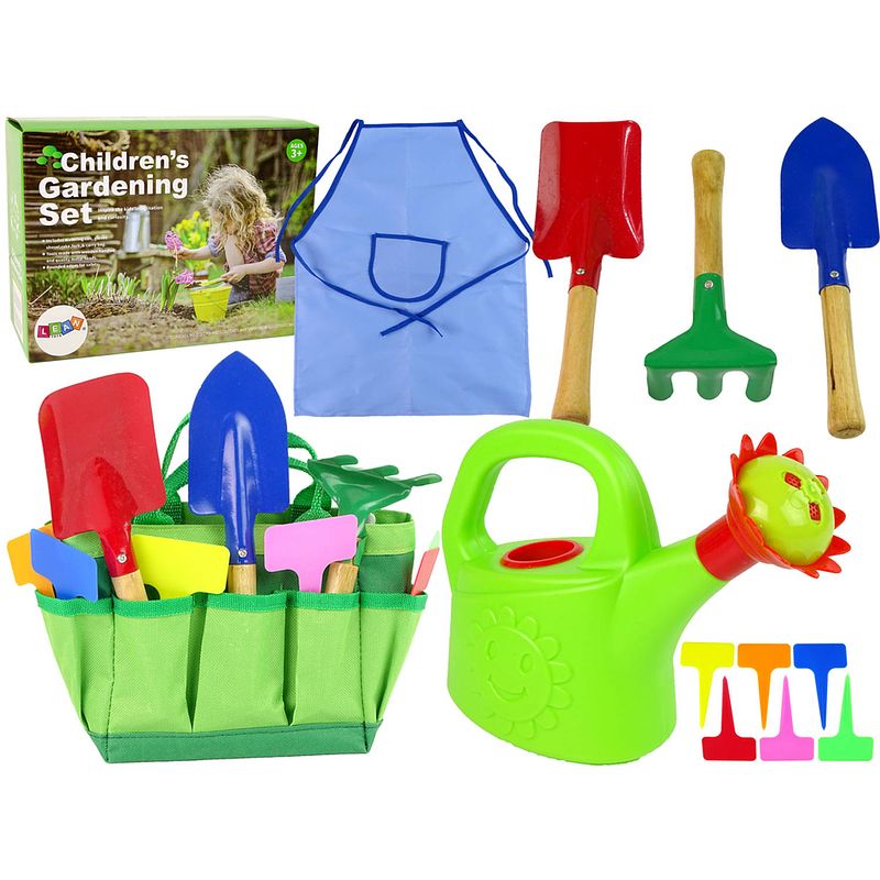 Foto van 12-delige tuigereedschap set voor kinderen inclusief tas, schep en gieter - complete set - vanaf 3 jaar