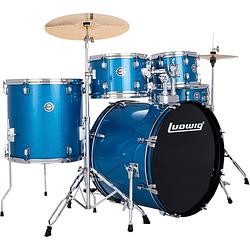 Foto van Ludwig accent drive blue sparkle 5-delig drumstel inclusief bekkens en hardware