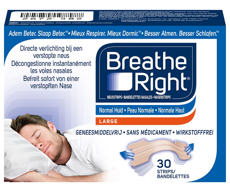 Foto van Breathe right neusstrips normale huid - large