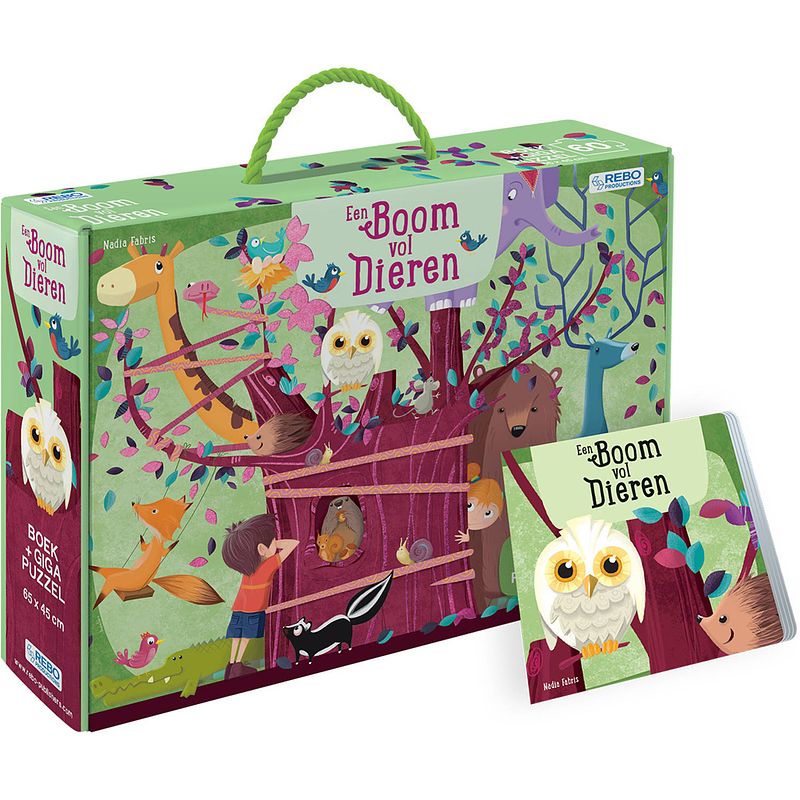 Foto van Rebo productions puzzel een boom vol dieren junior 60 stuks