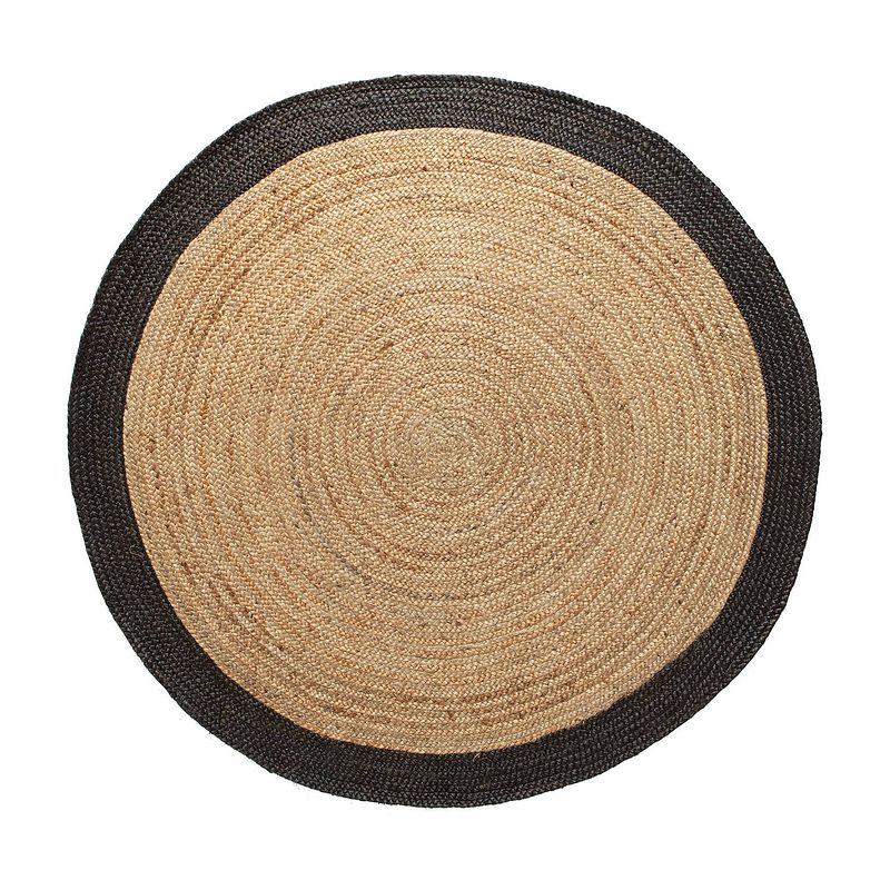 Foto van Rond vloerkleed jute naturel/antraciet - 120 cm (s)