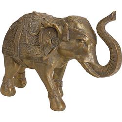 Foto van Decoratie olifanten tuinbeeld antiek goud 36 cm - tuinbeelden