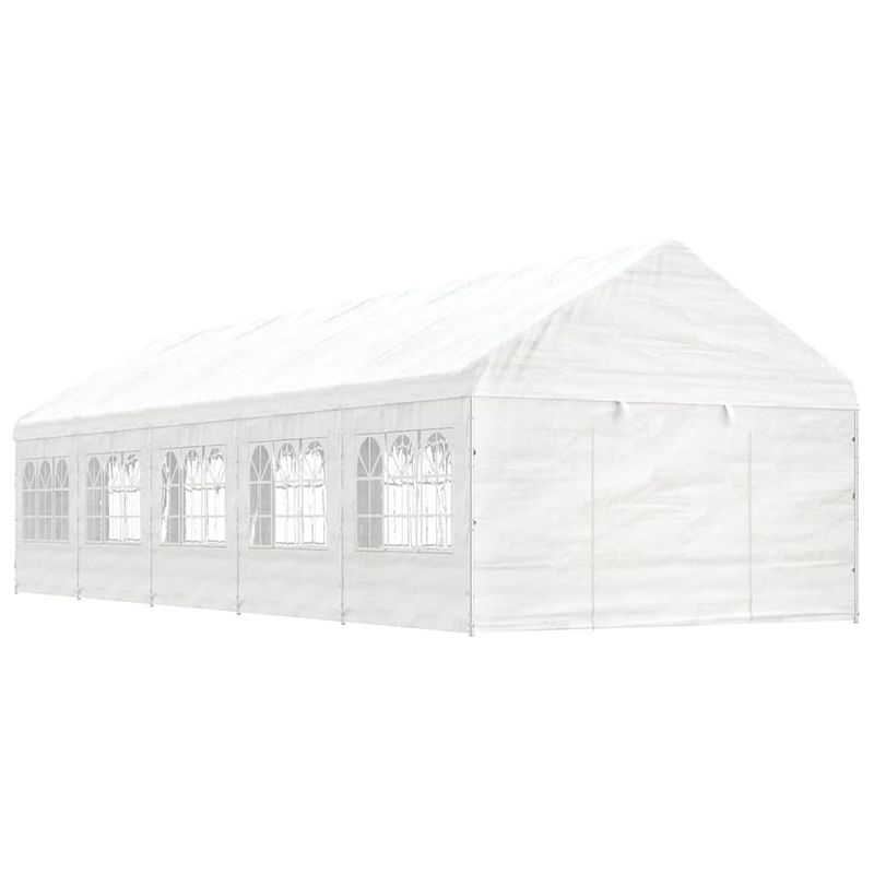 Foto van Vidaxl prieel met dak 11,15x4,08x3,22 m polyetheen wit