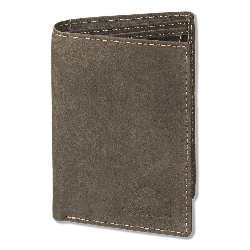 Foto van Woodland billfold hoog portemonnee leer - heren en dames - anti skim rfid bescherming - bruin