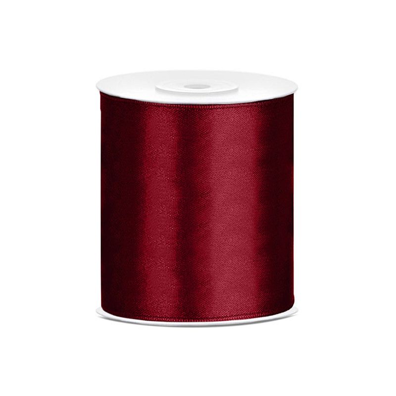 Foto van 1x hobby/decoratie bordeaux rood satijnen sierlint 10 cm/100 mm x 25 meter - cadeaulinten